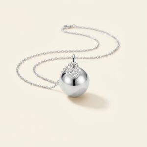 Bola de grossesse avec médaillon coeur en argent 925 gravé d'arabesques