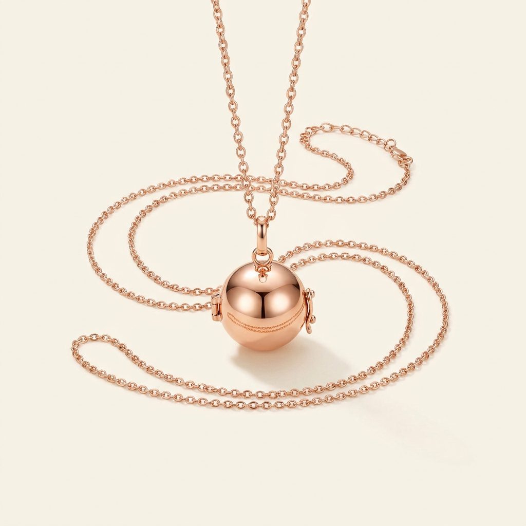 Bola de grossesse en plaqué or rose, chaîne fine ajustable