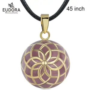 Bola de grossesse boule émaillée mauve rosace dorée plaqué or