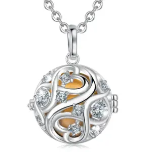 Bola de grossesse cage volutes zircons blancs plaqué argent