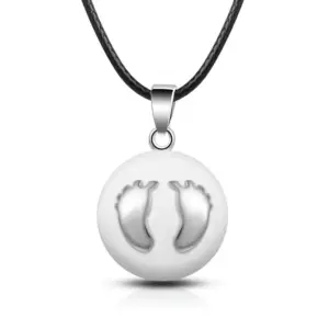 Bola de grossesse blanche empreintes de bébé, plaqué argent
