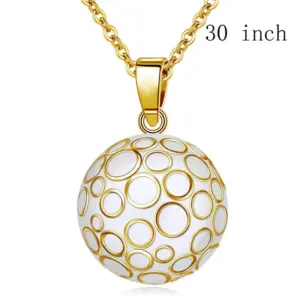 Bola de grossesse plaqué or, boule émaillée blanche 22 mm