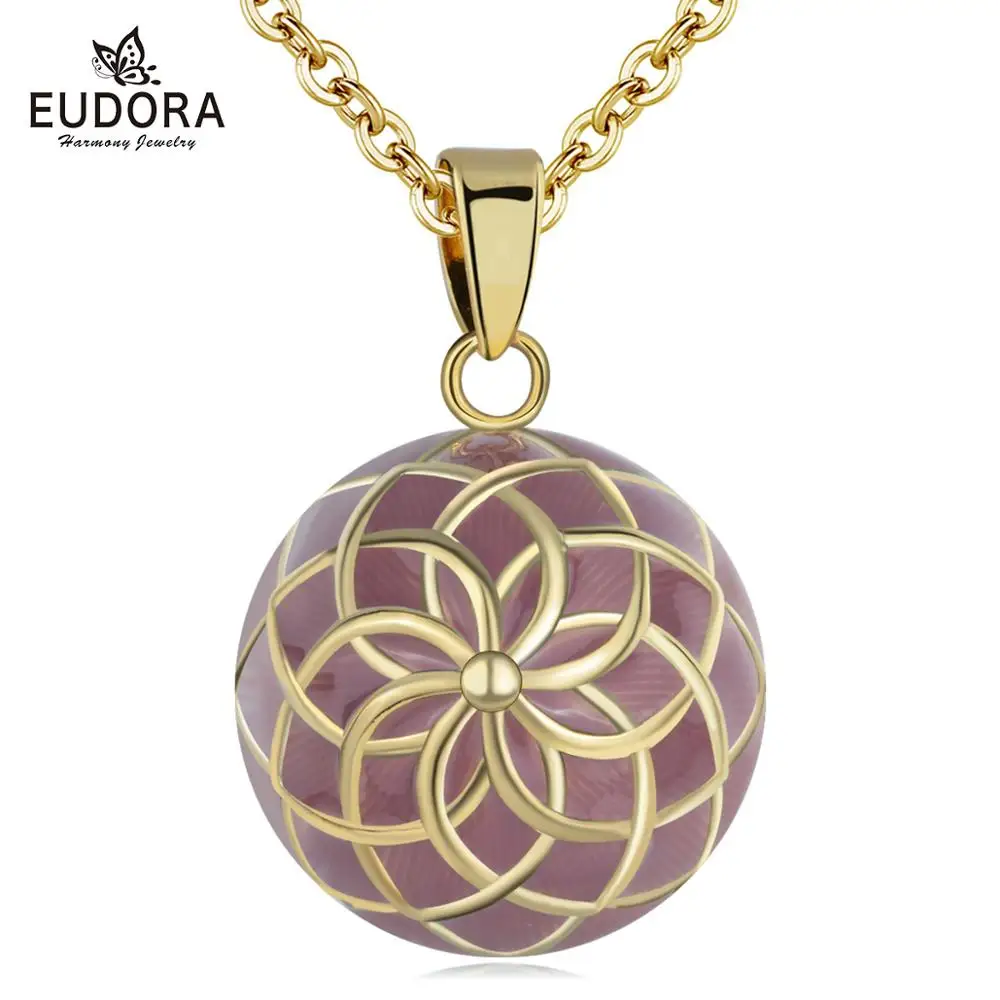 Bola de grossesse boule émaillée mauve rosace dorée plaqué or – Image 2