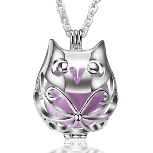 Bola de grossesse plaqué argent cage hibou et bille violette 20 mm