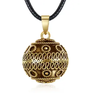 Bola de grossesse filigrane vagues et spirales plaqué or chaîne 76 cm