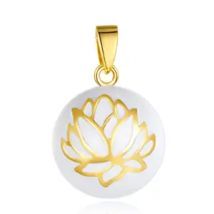 Bola de grossesse plaqué or, boule blanche fleur de lotus