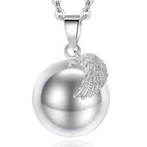 Bola de grossesse boule polie aile d'ange plaqué argent 114 cm