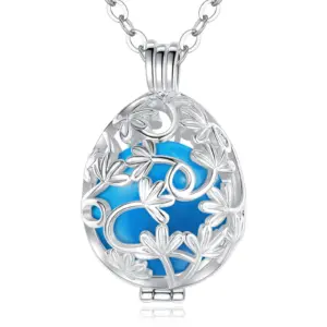 Bola de grossesse plaqué argent cage feuillage et bille turquoise