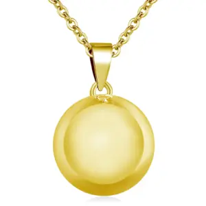 Bola de grossesse plaqué or, boule polie et chaîne 114 cm