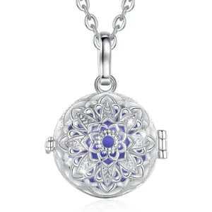 Bola de grossesse mandala plaqué argent et bille bleue violette